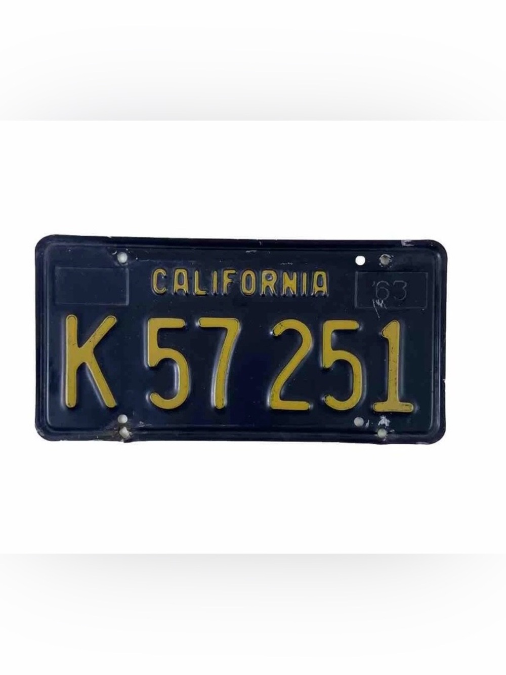 Vintage 1963 California License Plate Black and Yellow 12” x 6” Used
